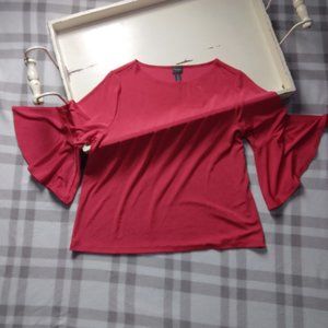Chico's Red Ruffle Sleeve Blouse